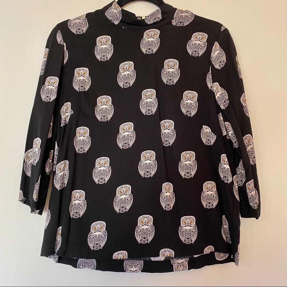 H&M Black Blouse with Owl Print